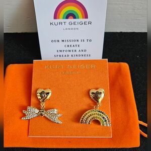 Kurt Geiger London Pavé Crystal Bow & Rainbow Mismatched Earrings